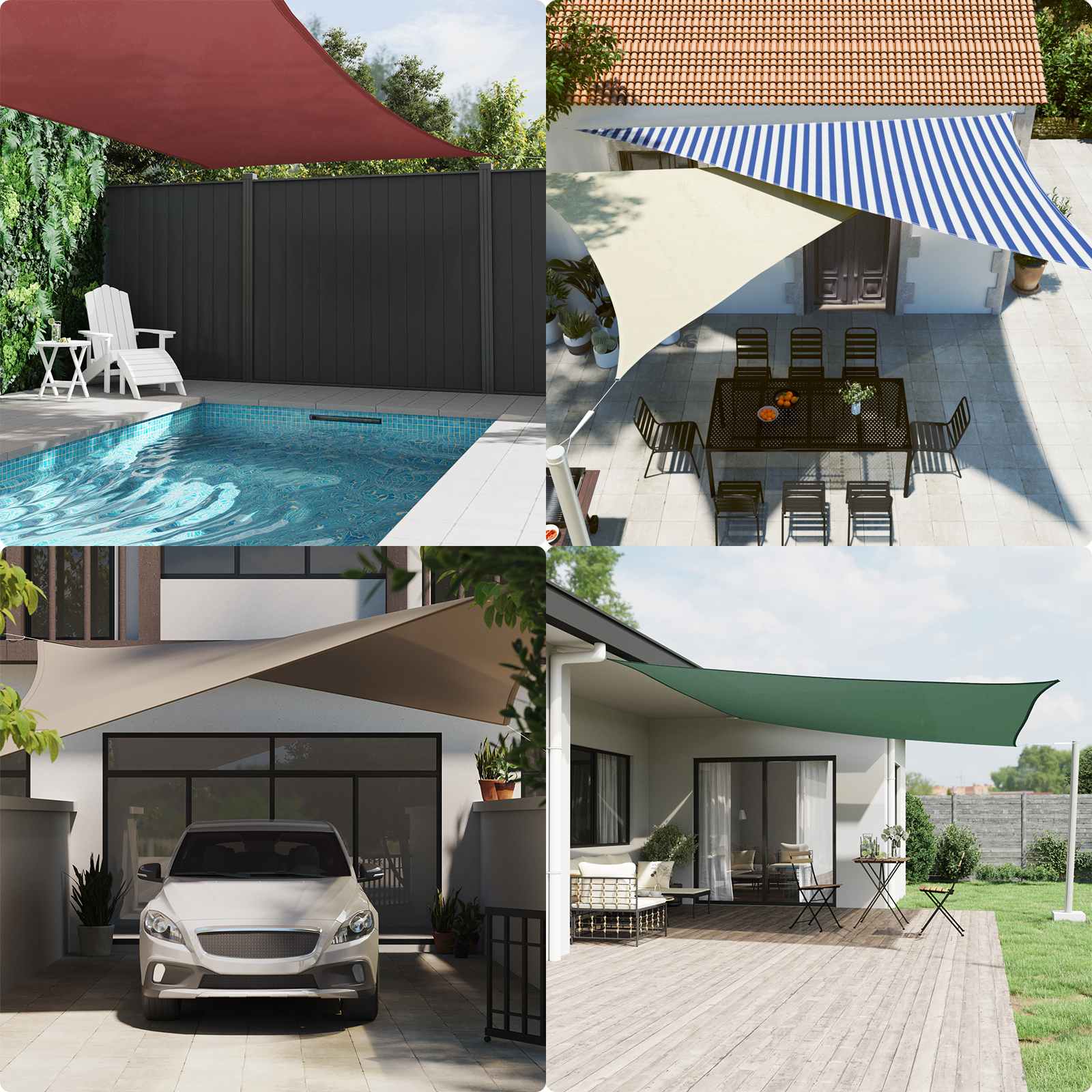 Toldo Vela de Sombra Amarillo y blanco 2 x 2 x 2 m