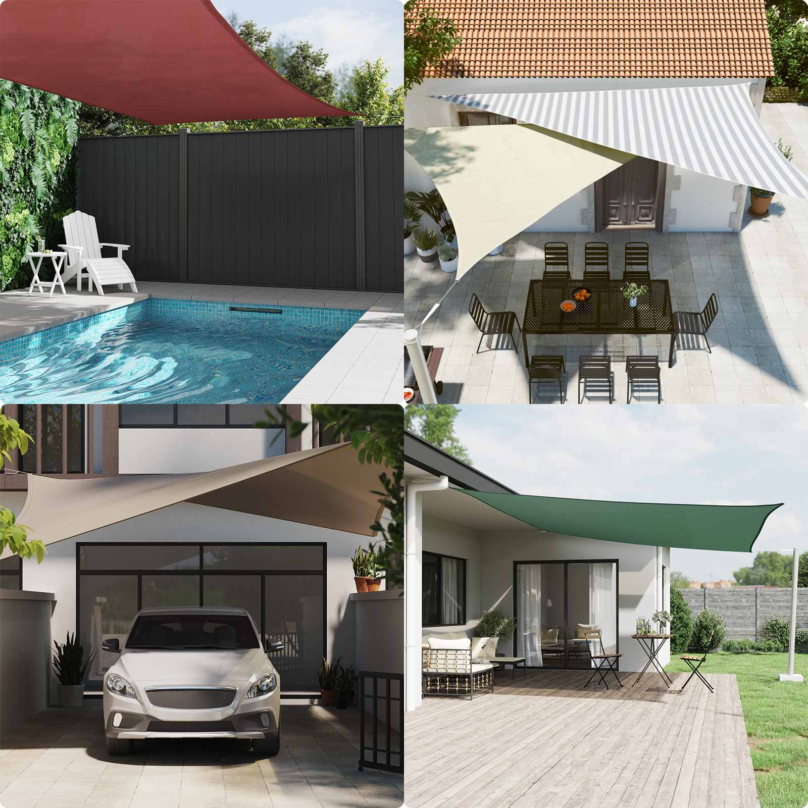 Toldo Vela de Sombra Amarillo y blanco 2 x 2 x 2 m