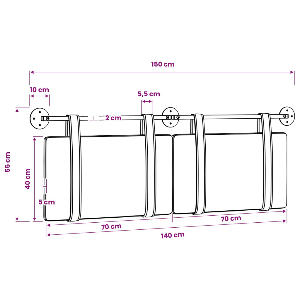 Cabecera Colgante Liso 150 x 55 x 5 cm PU antiguo