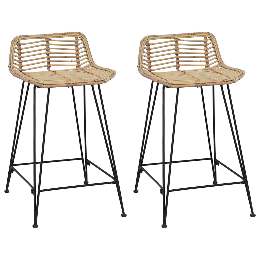 Taburete de bar 2 pcs Natural 44 x 45 x 76 cm Ratán y acero