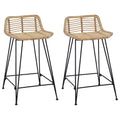 Taburete de bar 2 pcs Natural 44 x 45 x 76 cm Ratán y acero