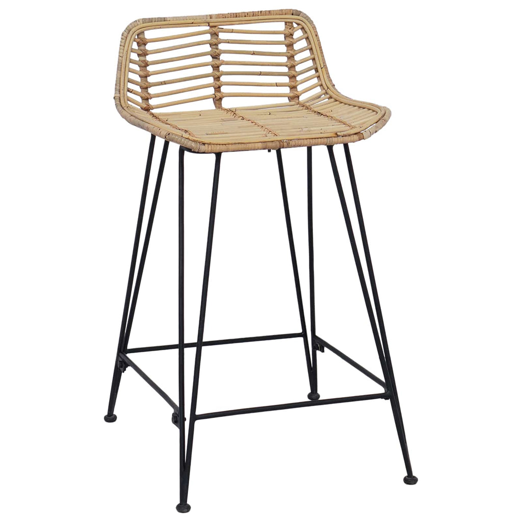 Taburete de bar 2 pcs Natural 44 x 45 x 76 cm Ratán y acero