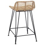 Taburete de bar 2 pcs Natural 44 x 45 x 76 cm Ratán y acero