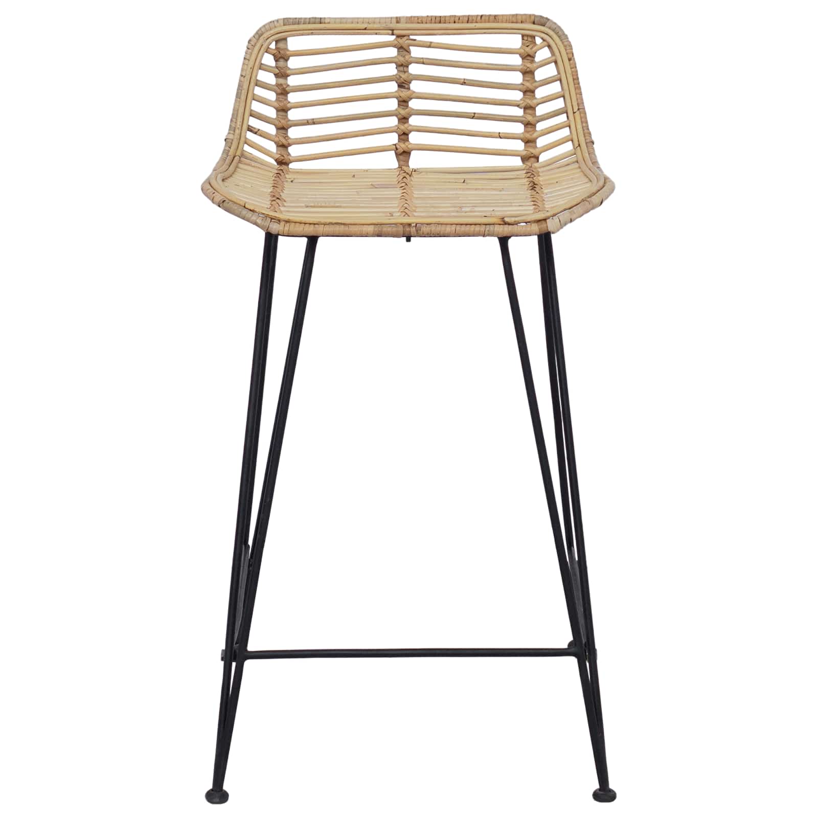 Taburete de bar 2 pcs Natural 44 x 45 x 76 cm Ratán y acero
