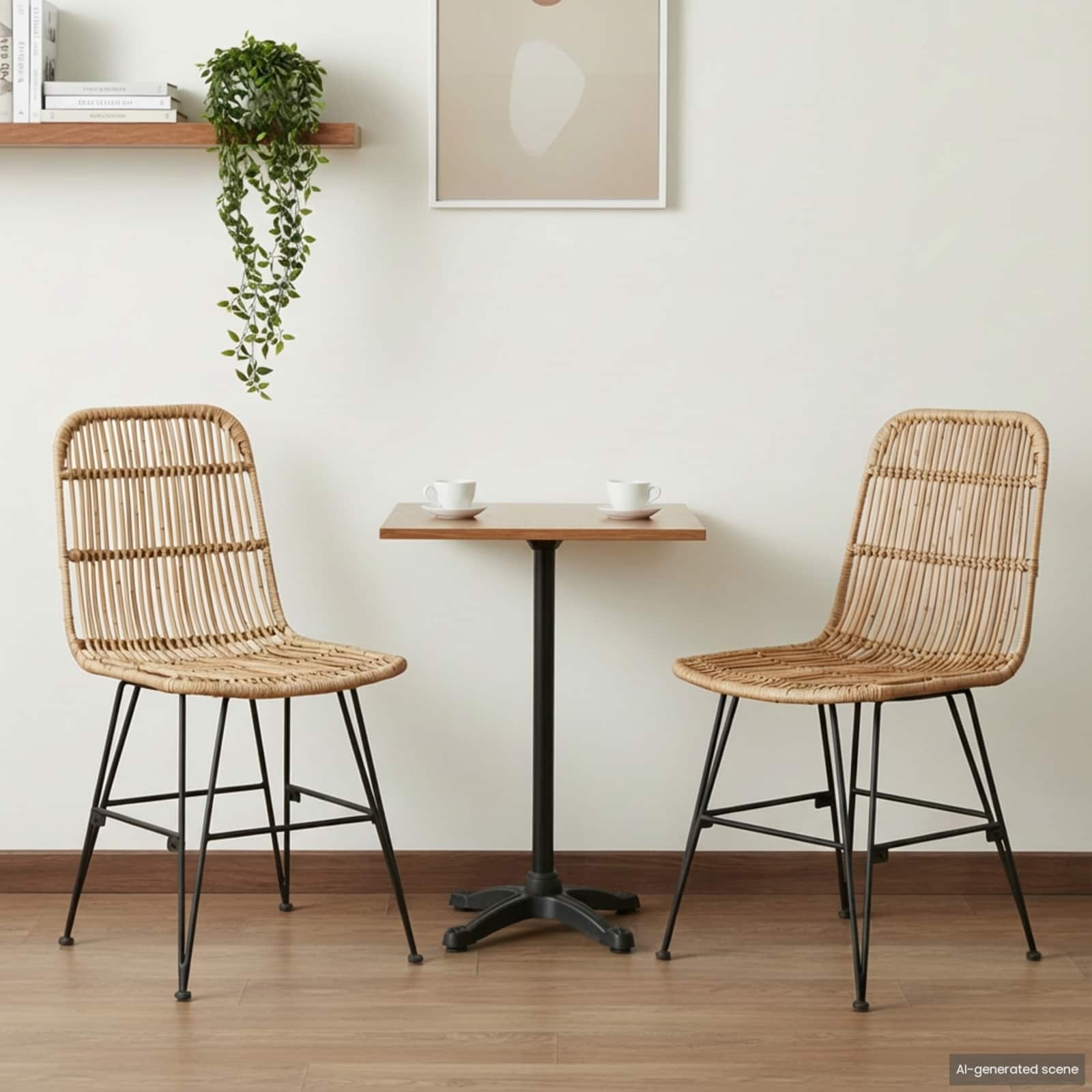 Silla de comedor 2 pcs Natural 41 x 55 x 85 cm Ratán y acero