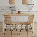Silla de comedor 2 pcs Natural 41 x 55 x 85 cm Ratán y acero