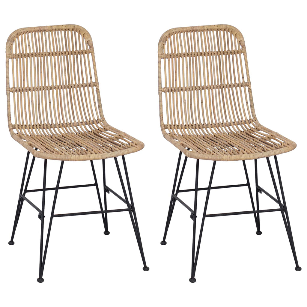 Silla de comedor 2 pcs Natural 41 x 55 x 85 cm Ratán y acero