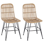 Silla de comedor 2 pcs Natural 41 x 55 x 85 cm Ratán y acero