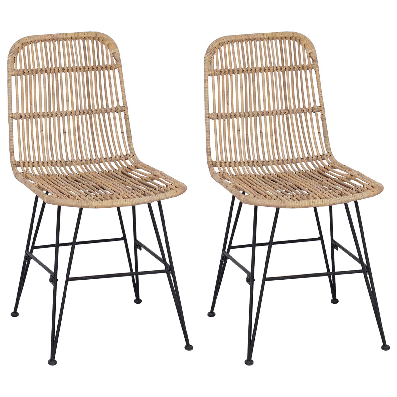 Silla de comedor 2 pcs Natural 41 x 55 x 85 cm Ratán y acero