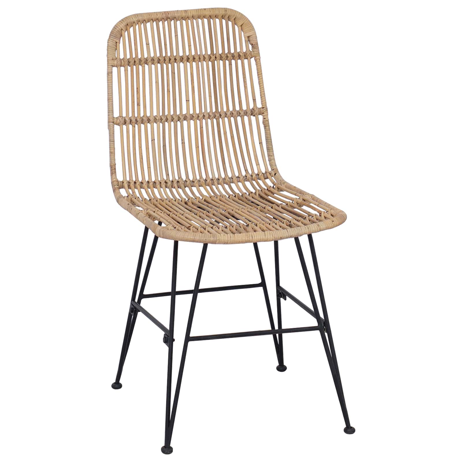 Silla de comedor 2 pcs Natural 41 x 55 x 85 cm Ratán y acero