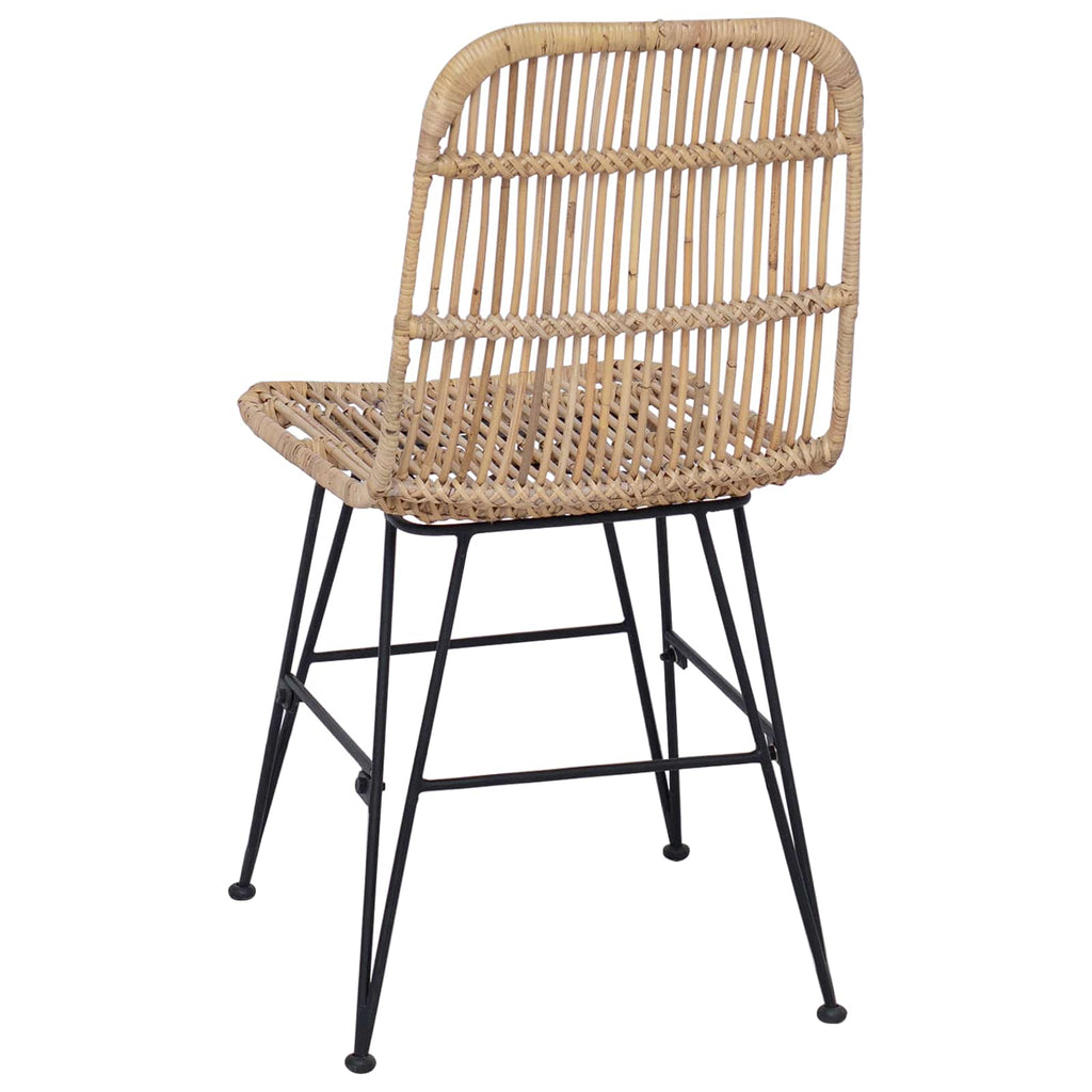 Silla de comedor 2 pcs Natural 41 x 55 x 85 cm Ratán y acero