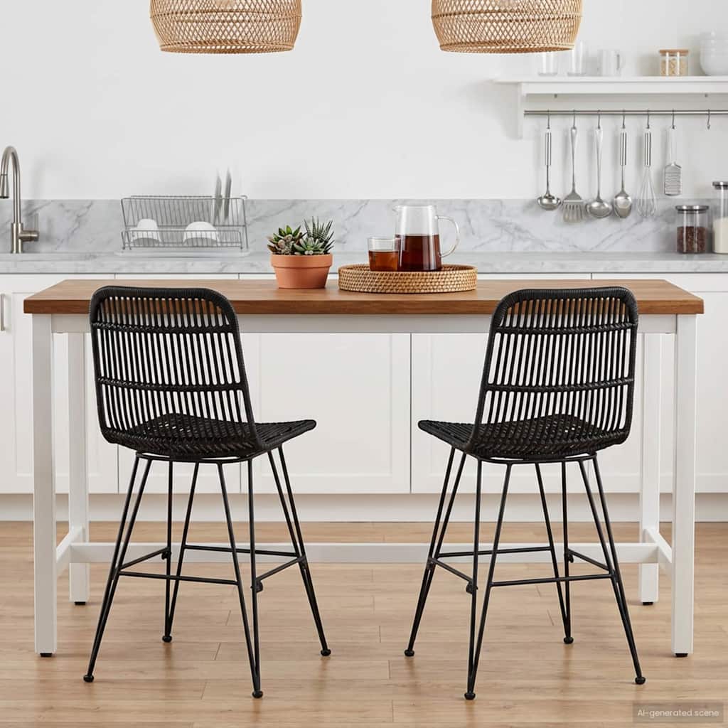 Silla de comedor 2 pcs Natural 41 x 55 x 85 cm Ratán y acero