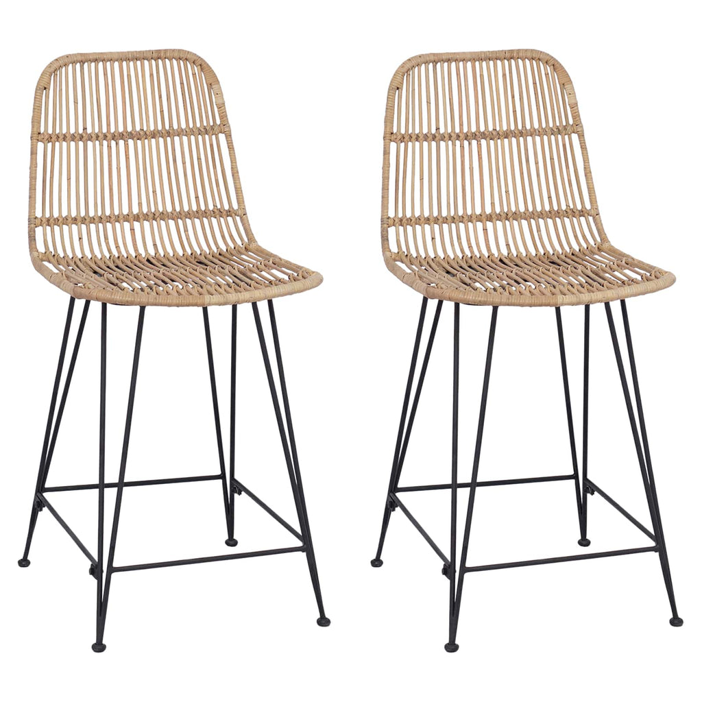 Taburete de bar 2 pcs Natural 44 x 54 x 96 cm Ratán y acero