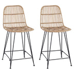 Taburete de bar 2 pcs Natural 44 x 54 x 96 cm Ratán y acero