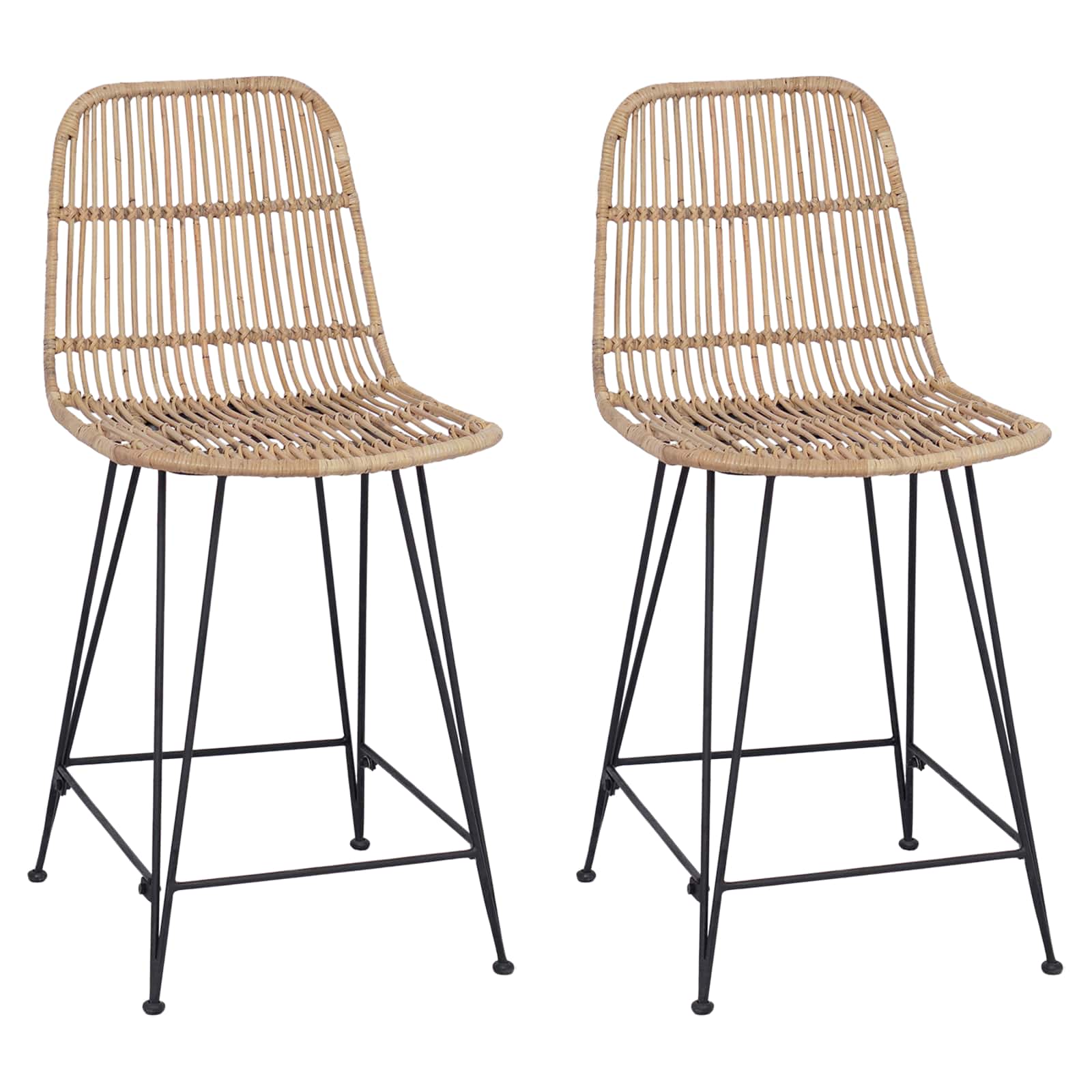 Taburete de bar 2 pcs Natural 44 x 54 x 96 cm Ratán y acero