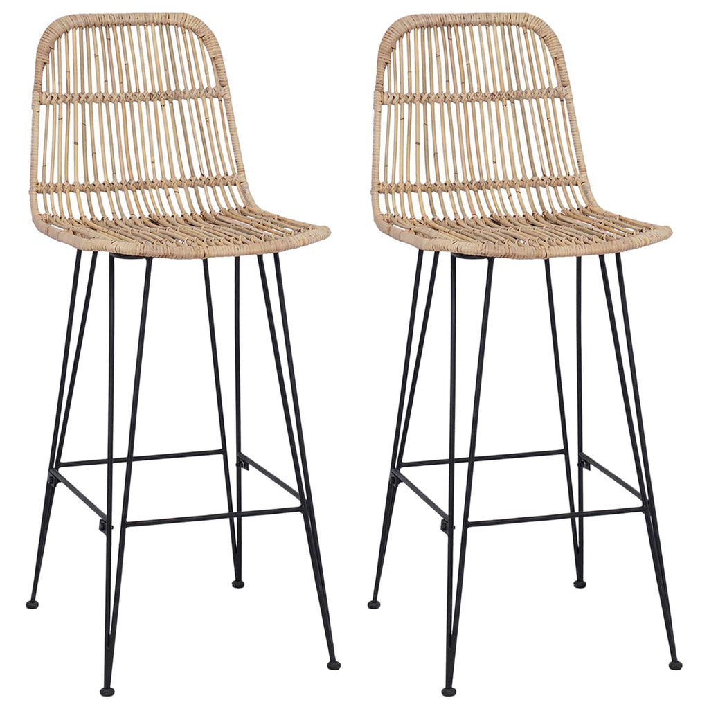 Taburete de bar 2 pcs Natural 44 x 55 x 109 cm Ratán y acero