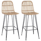 Taburete de bar 2 pcs Natural 44 x 55 x 109 cm Ratán y acero
