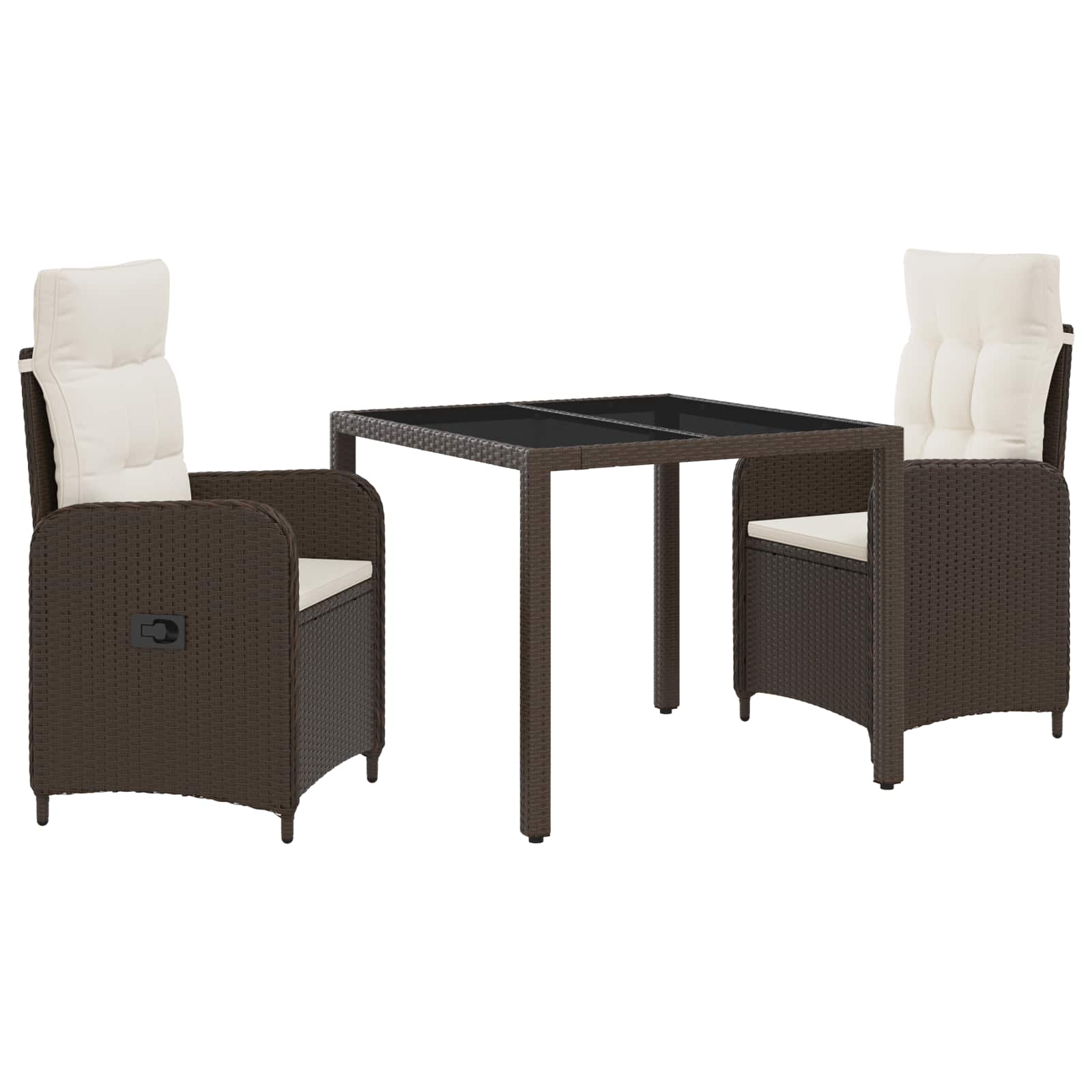 Conjunto de jantar exterior 3 pçs Bege e branco creme