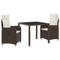 Conjunto de jantar exterior 3 pçs Bege e branco creme