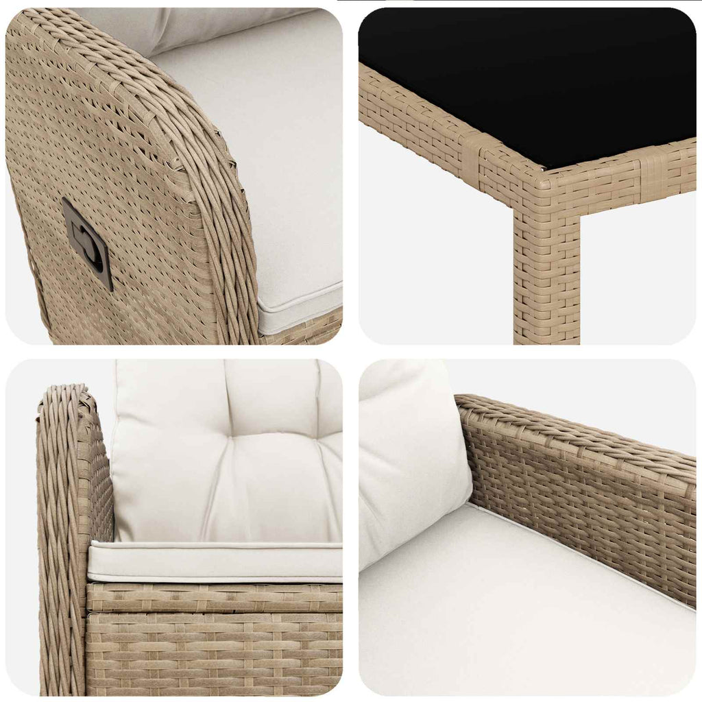 Juego de comedor para exteriores 3 pcs Beige y blanco crema