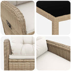Juego de comedor para exteriores 3 pcs Beige y blanco crema