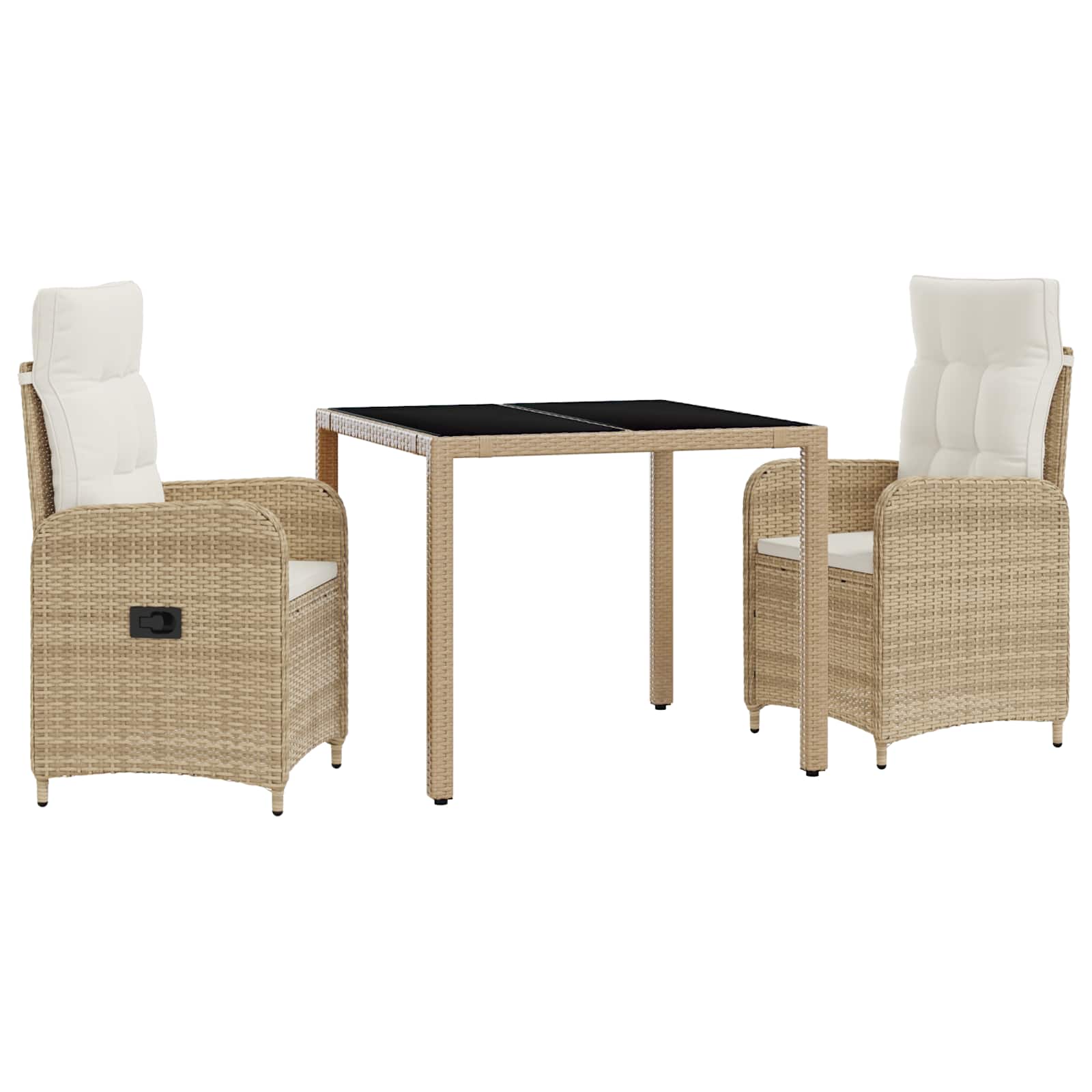 Juego de comedor para exteriores 3 pcs Beige y blanco crema