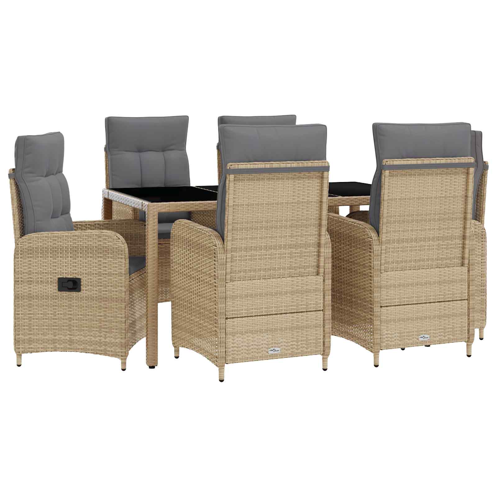 Juego de comedor para exteriores 7 pcs Beige y Gris Claro