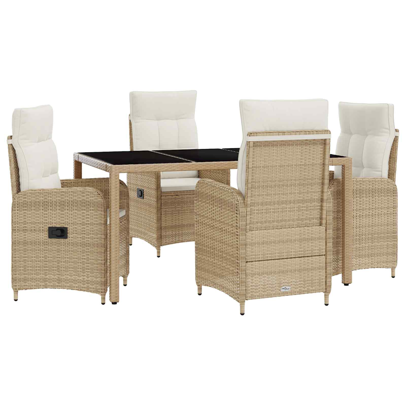 Conjunto de jantar exterior 3 pçs Bege e branco creme