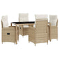 Conjunto de jantar exterior 3 pçs Bege e branco creme