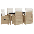 Juego de comedor para exteriores 7 pcs Beige y blanco crema