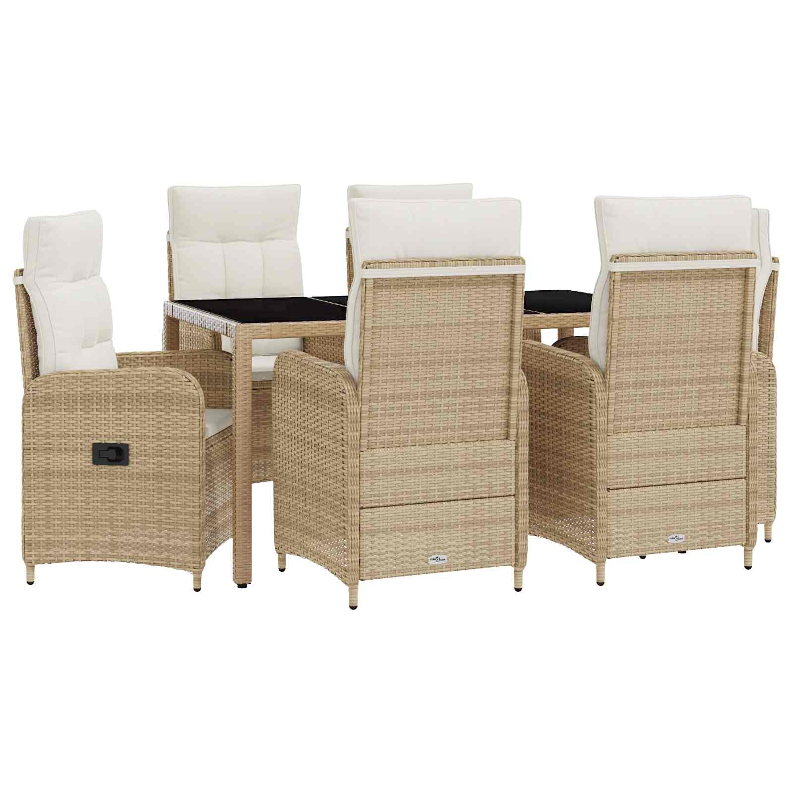 Juego de comedor para exteriores 7 pcs Beige y blanco crema