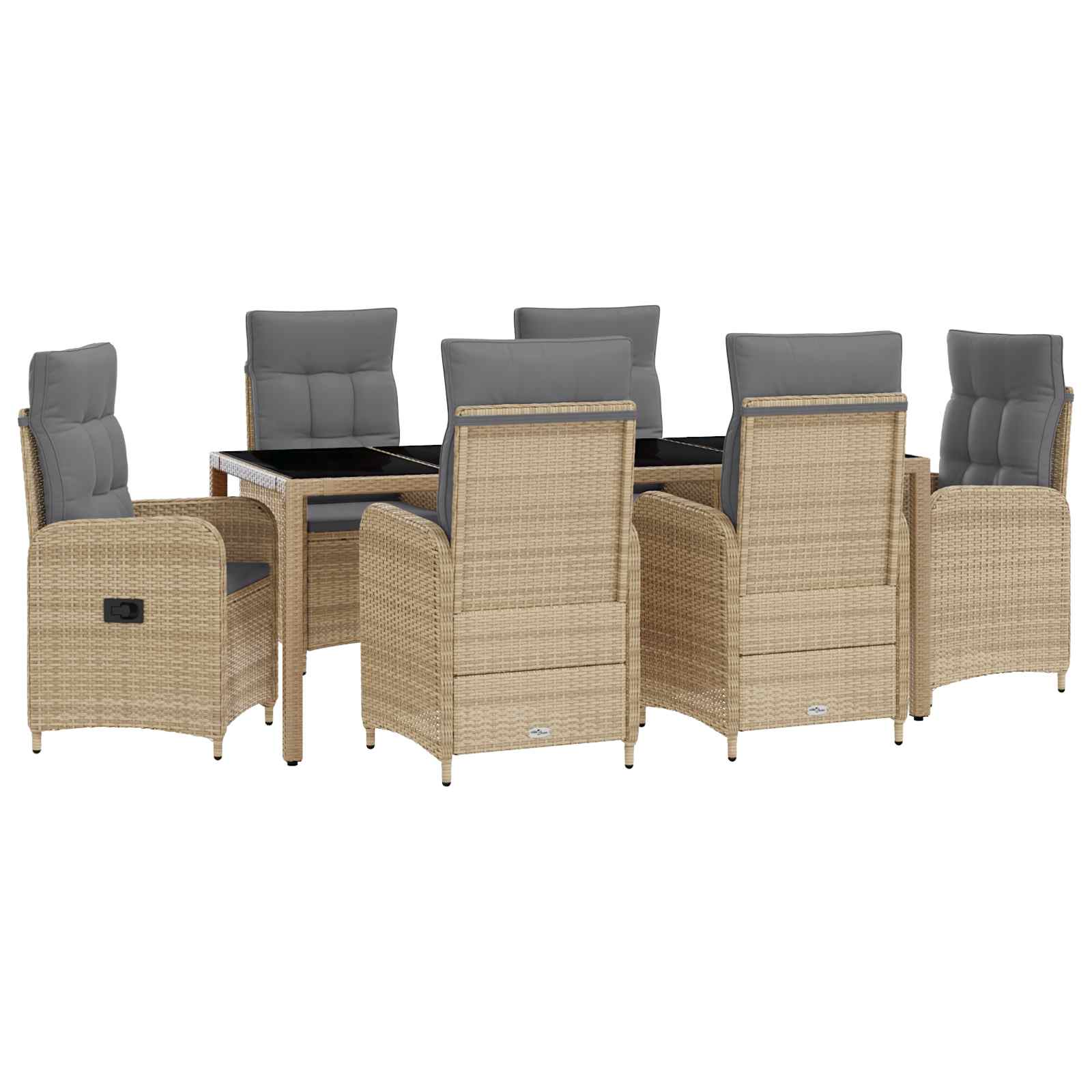 Juego de comedor para exteriores 7 pcs Beige y Gris Claro
