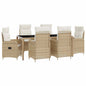 Conjunto de jantar exterior 3 pçs Bege e branco creme