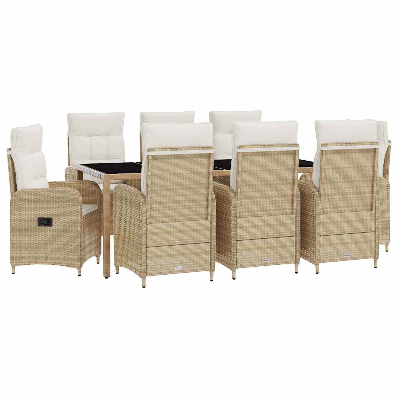 Juego de comedor para exteriores 9 pcs Beige y blanco crema