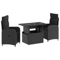 Juego de comedor para exteriores 3 pcs Negro ratán sintético