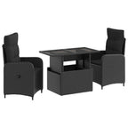 Juego de comedor para exteriores 3 pcs Negro