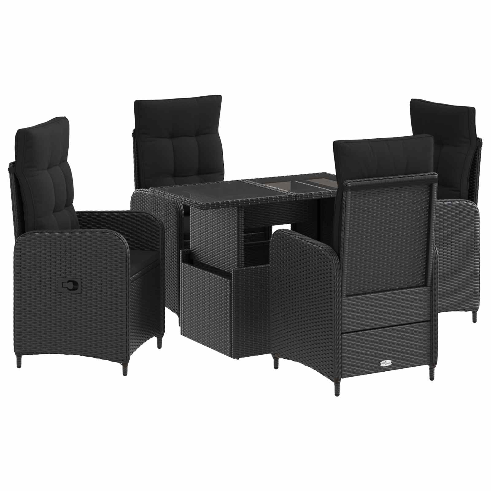 Juego de comedor para exteriores 5 pcs Negro ratán sintético