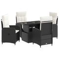 Juego de comedor para exteriores con cojín 5 pcs Negro y Crema