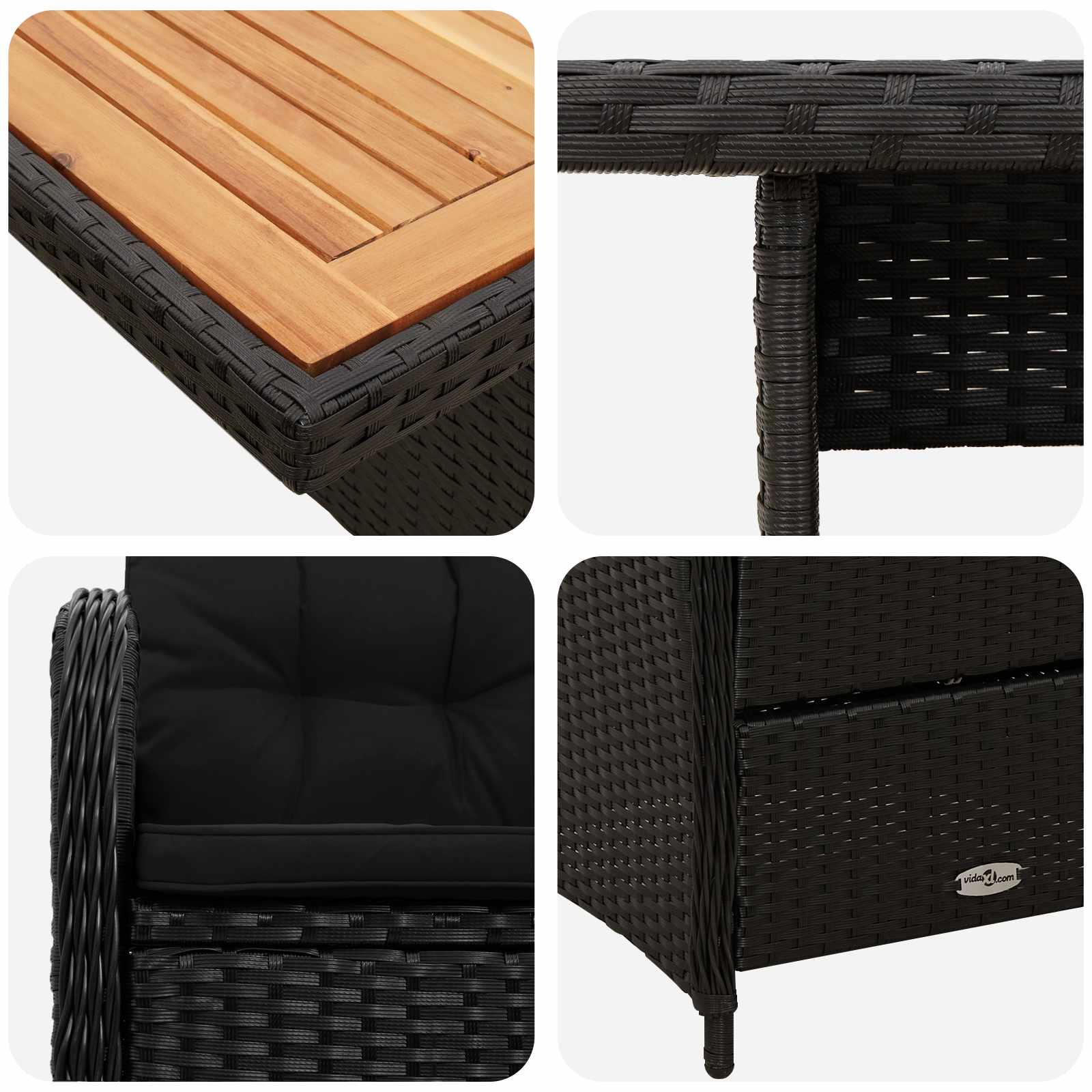 Juego de comedor para exteriores 3 pcs Negro