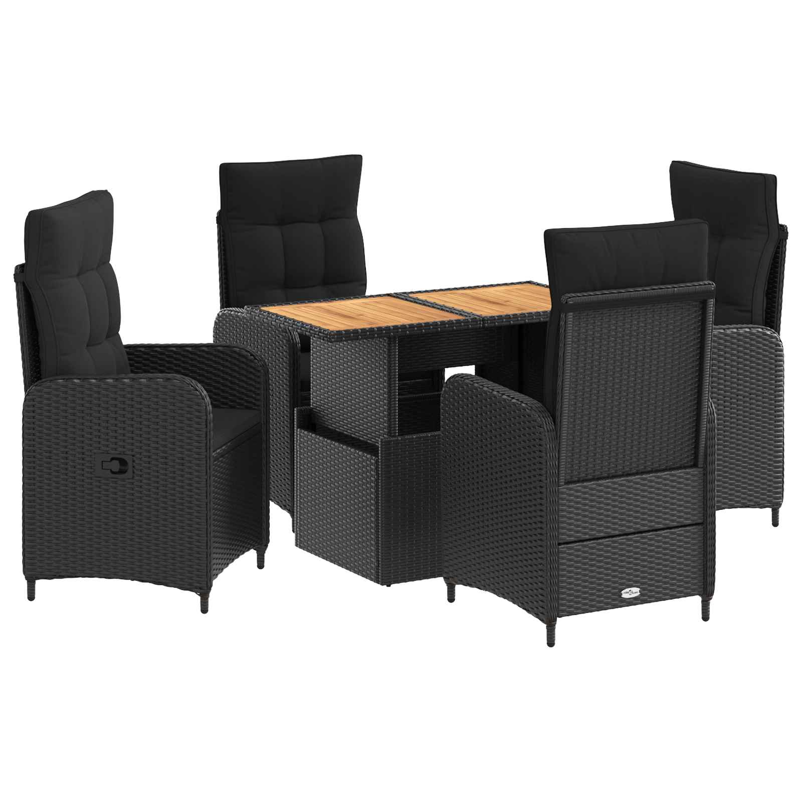 Juego de comedor para exteriores con cojín 5 pcs Negro