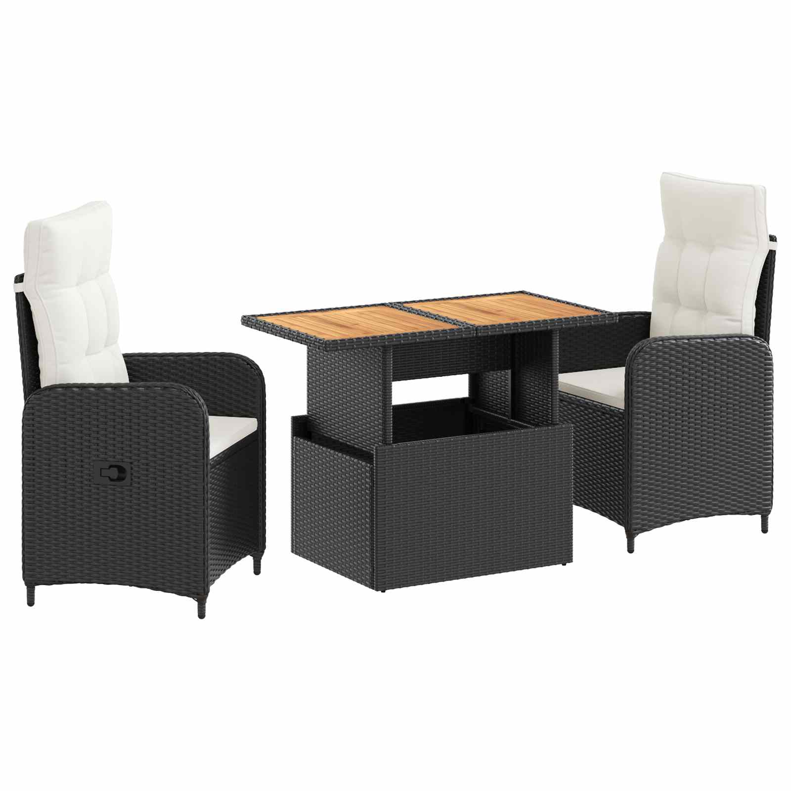 Juego de comedor para exteriores con cojín 3 pcs Negro y Crema