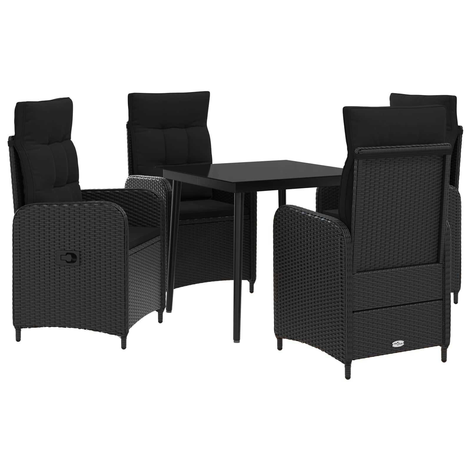 Juego de mesa y sofá con cojín con almohada 5 pcs Negro