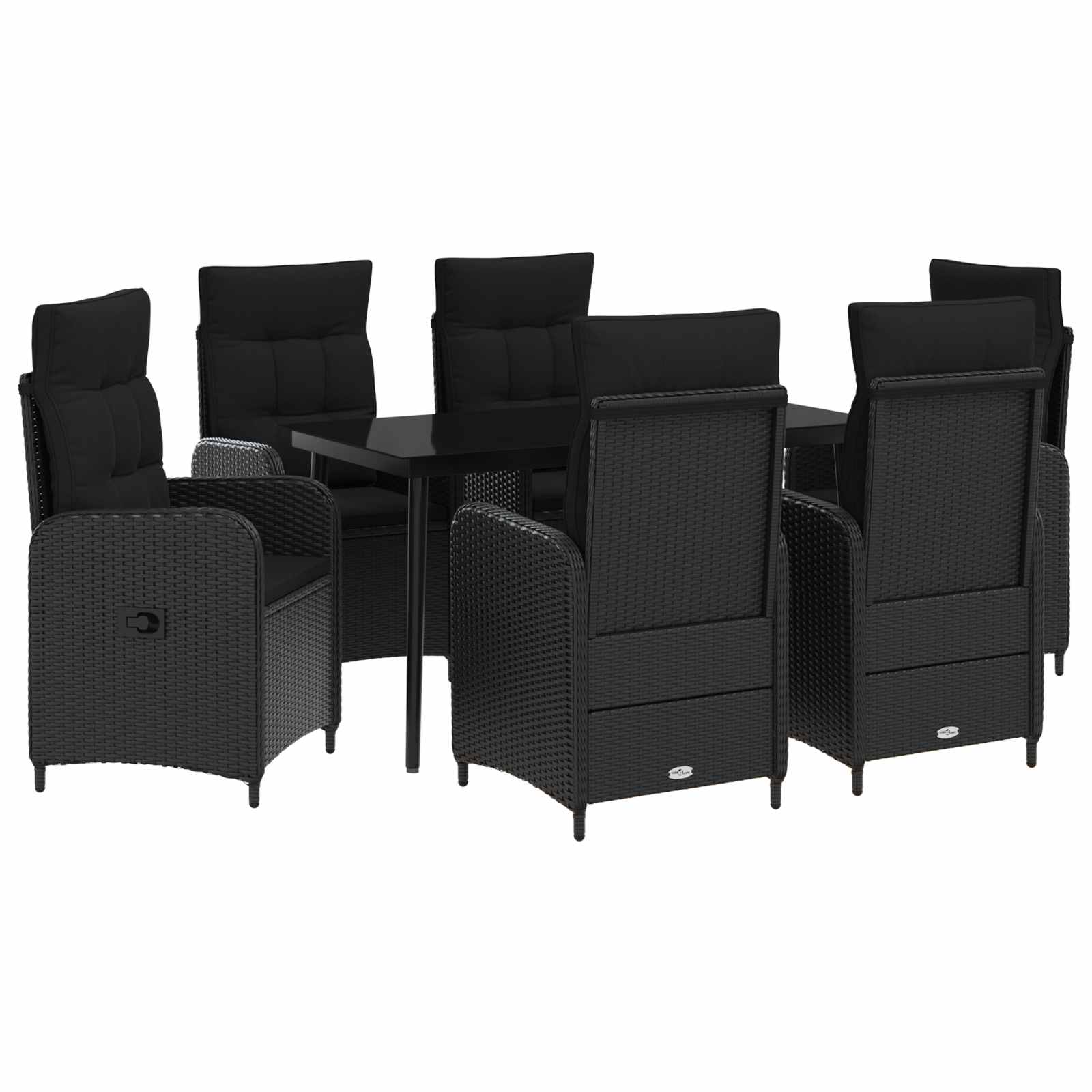Juego de mesa y sofá con cojín con almohada 7 pcs Negro
