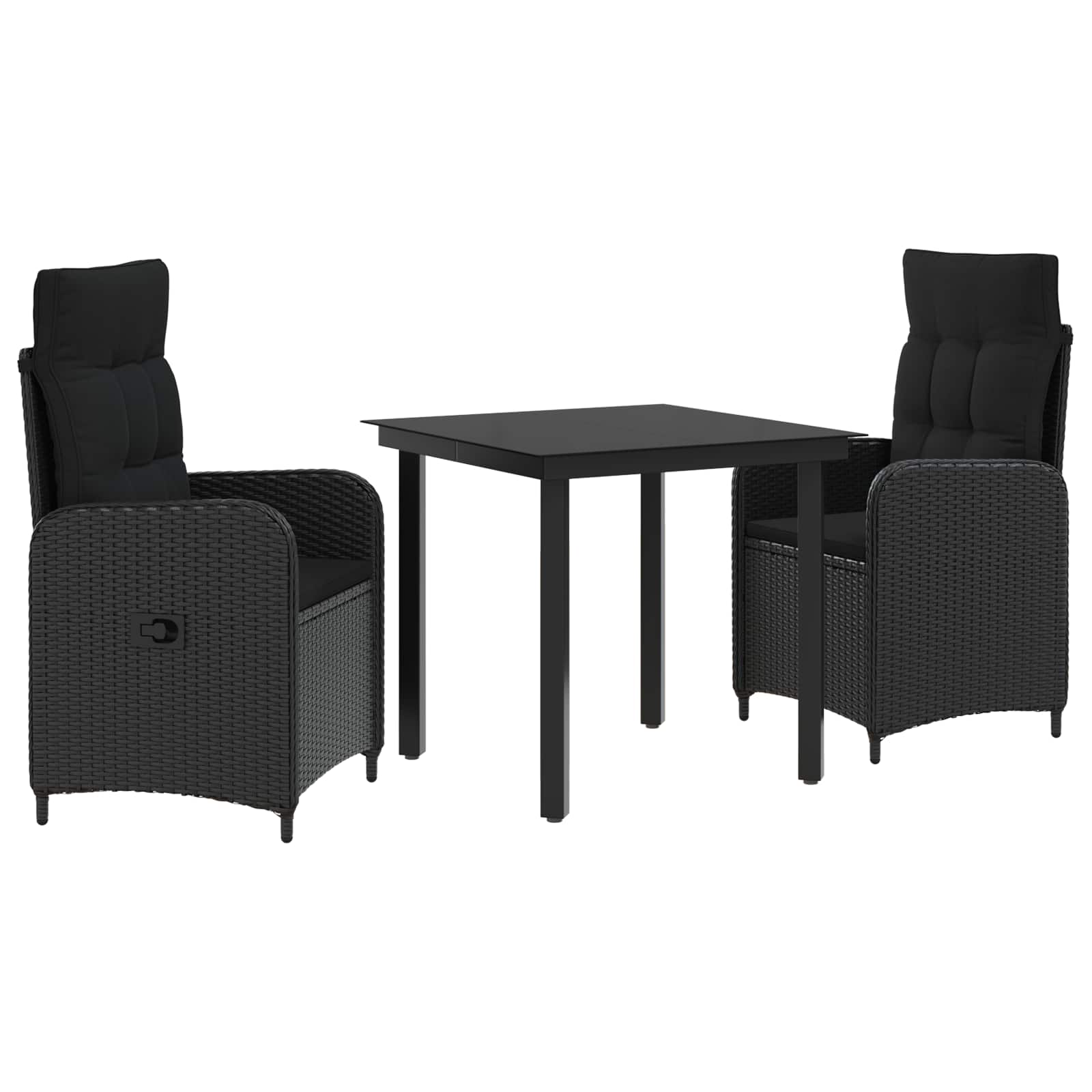 Juego de mesa y sofá con cojín con almohada 3 pcs Negro