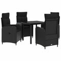Juego de mesa y sofá con cojín con almohada 5 pcs Negro