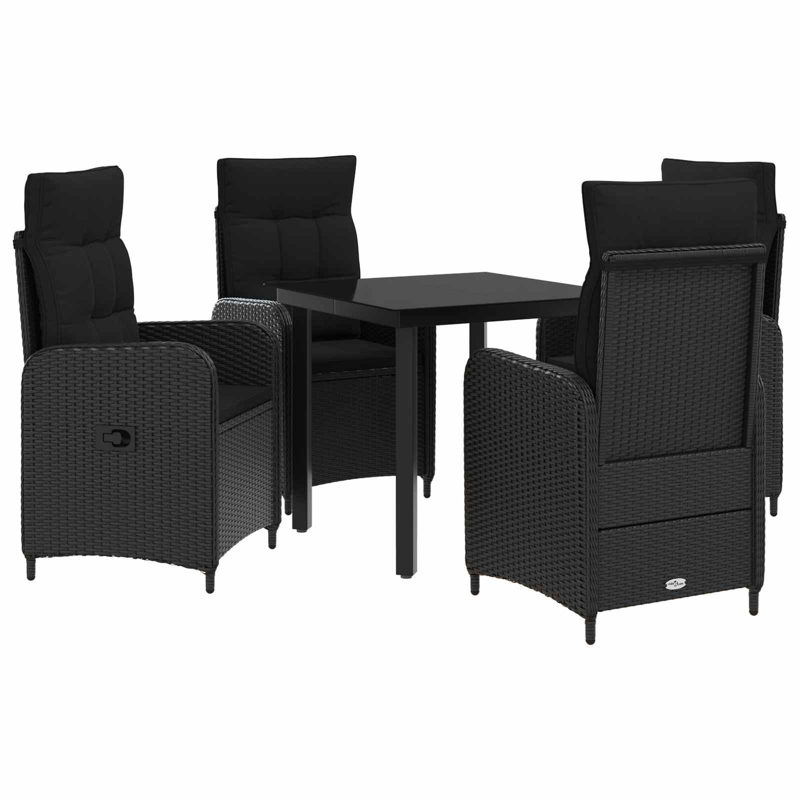 Juego de mesa y sofá con cojín con almohada 5 pcs Negro