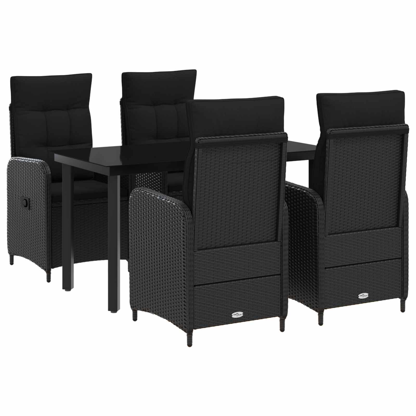 Juego de mesa y sofá con cojín con almohada 5 pcs Negro