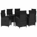 Juego de mesa y sofá con cojín con almohada 7 pcs Negro