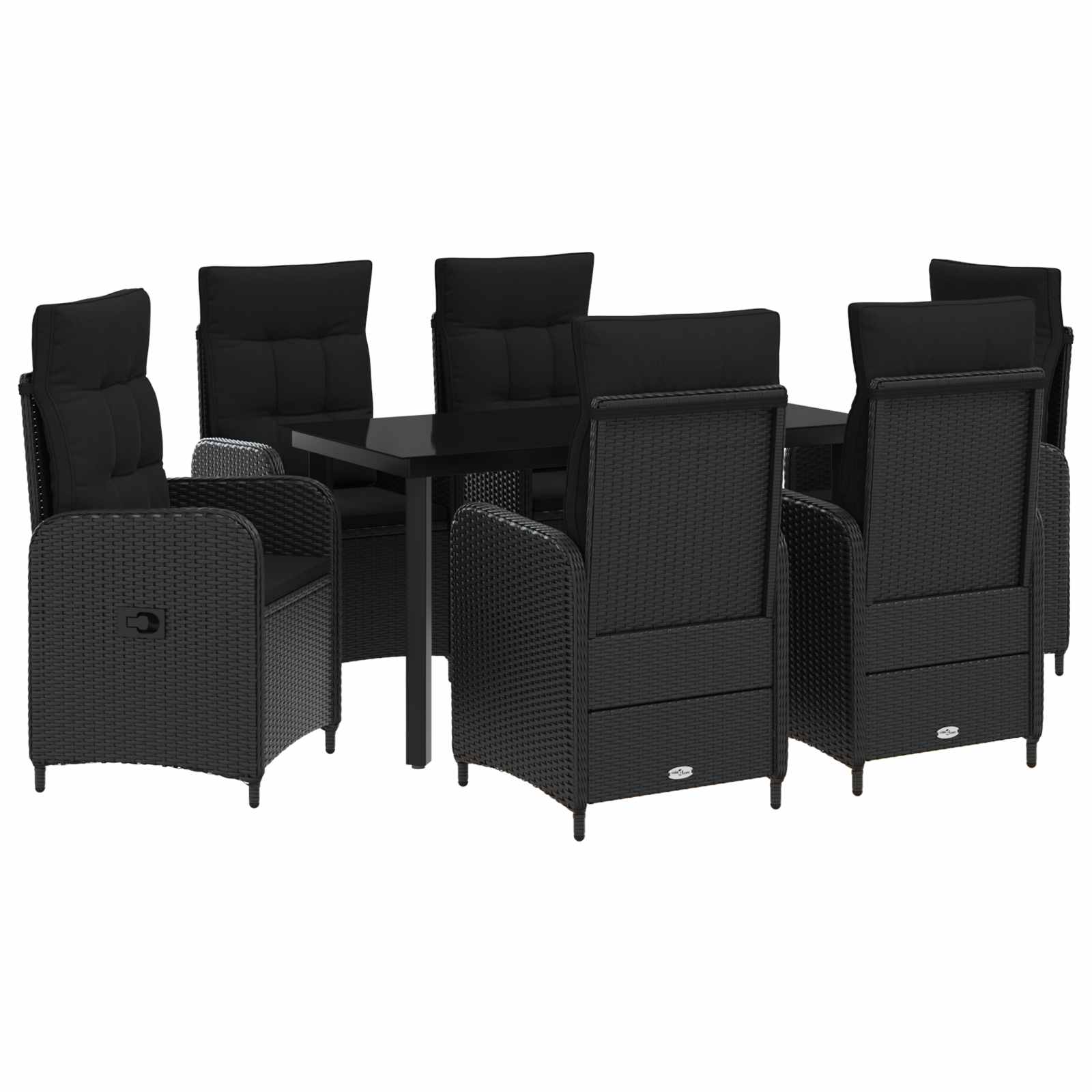 Juego de mesa y sofá con cojín con almohada 7 pcs Negro