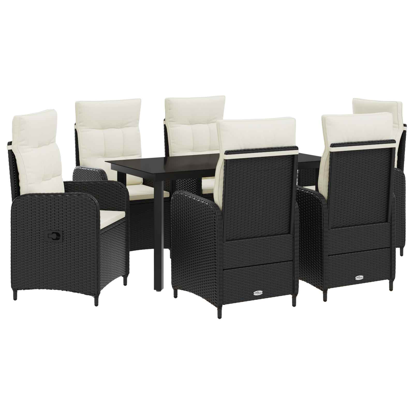 Juego de mesa y sofá con cojín 7 pcs Negro y Crema
